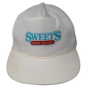 Winner 5 Panel White Hat One Size Snapback Rope Brim Sweet's Paint Outlet Logo